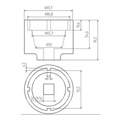 BGS Zapfenschlüssel für Getriebeflansch für Scania 72/80 mm