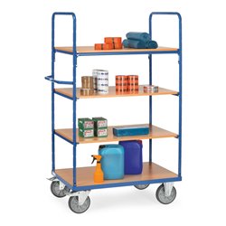 fetra Etagenwagen, Tragkraft 600kg, TPE-Reifen, 1 fester und 3 Einlegeböden