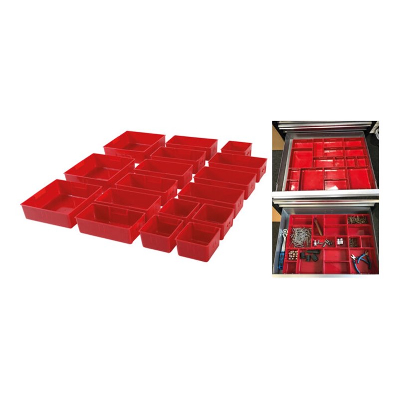 BGS Kunststoff-Ablagefächer für Werkstattwagen 17 teilig