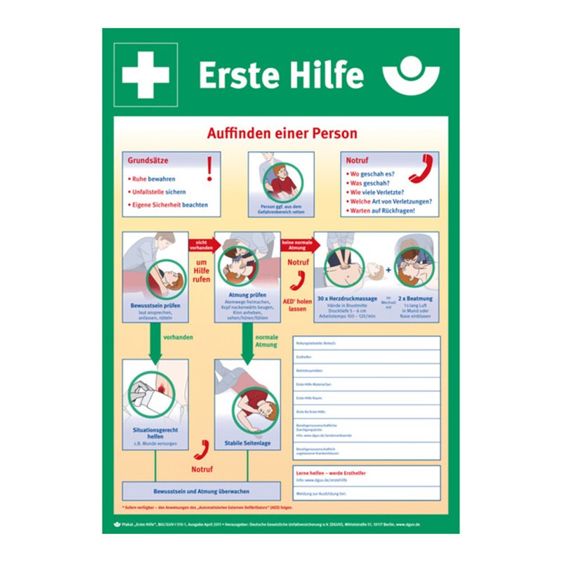 Eichner Rettungsschild Anleitung zur erste Hilfe