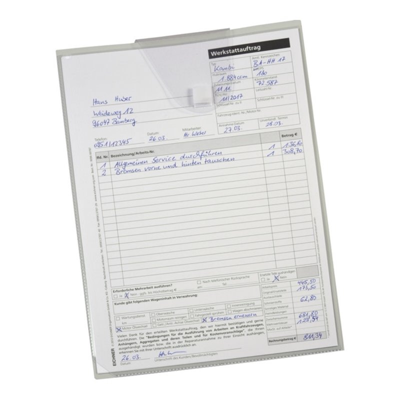 Eichner PVC-Kfz-Auftragstasche für DIN A4, 218 x