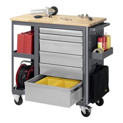 STIER Fahrbare Werkbank mit 6 Schubladen und 2 Fachböden BxTxH 960x450x950 mm