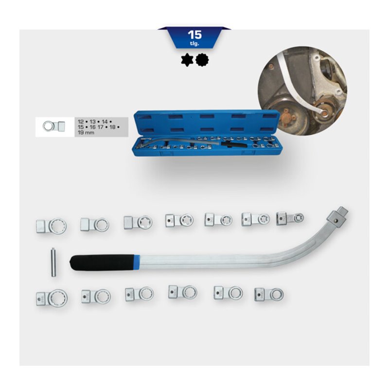 Brilliant Tools Keilriemen und Spannrollen-Schlüssel-Satz, 15-tlg