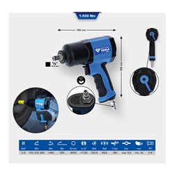 Brilliant Tools 1/2 Zoll Druckluft-Schlagschrauber, 1450 Nm