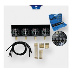 Brilliant Tools Synchron-Vergaser-Testgerät, mit 4 Synchronuhren, 26-tlg