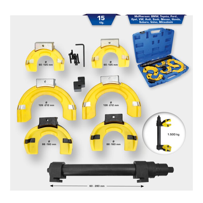 Brilliant Tools Federspanner-Satz, 15-tlg, mit Kunststoff-Schutzeinlagen
