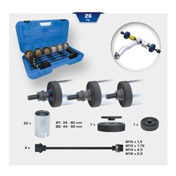Brilliant Tools Zug- und Druckhülsen-Satz, mit 4 Spindeln, 26-tlg