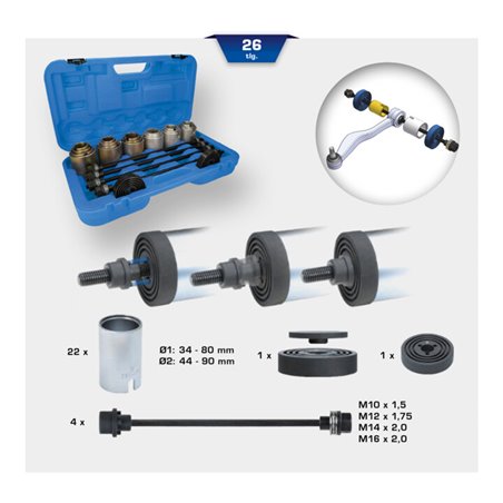 Brilliant Tools Zug- und Druckhülsen-Satz, mit 4 Spindeln, 26-tlg