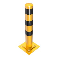 Schake Absperrpfosten Typ 40153NPBG, ortsfest, zum Aufdübeln + Bodenplatte 360 x 360 mm, Ø 152mm, elastisch, Gesamtlänge:1000mm,