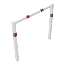 Schake Wegesperren 1,50m feststehend, weiß, beschichtet, + rot reflektierenden Leuchtstreifen, ohne Knieholm, kpl verschweißt