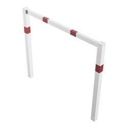 Schake Wegesperren 1,50m feststehend, weiß, beschichtet, + rot reflektierenden Leuchtstreifen, ohne Knieholm, kpl verschweißt