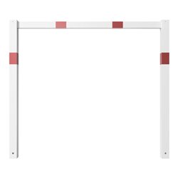 Schake Wegesperren 1,50m feststehend, weiß, beschichtet, + rot reflektierenden Leuchtstreifen, ohne Knieholm, kpl verschweißt