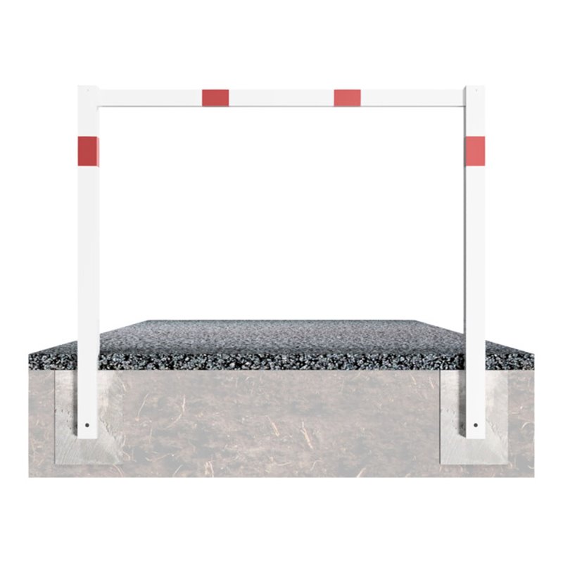 Schake Wegesperren 2,00m feststehend, weiß, beschichtet, + rot reflektierenden Leuchtstreifen, ohne Knieholm, kpl verschweißt