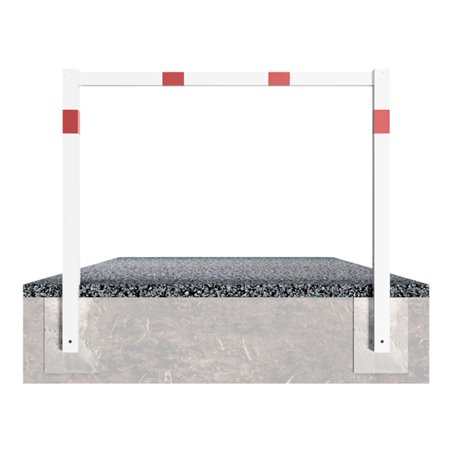 Schake Wegesperren 2,50m feststehend, weiß, beschichtet, + rot reflektierenden Leuchtstreifen, ohne Knieholm, kpl verschweißt