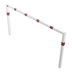 Schake Wegesperren 2,50m feststehend, weiß, beschichtet, + rot reflektierenden Leuchtstreifen, ohne Knieholm, kpl verschweißt