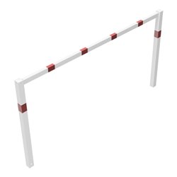 Schake Wegesperren 2,50m feststehend, weiß, beschichtet, + rot reflektierenden Leuchtstreifen, ohne Knieholm, kpl verschweißt