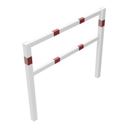 Schake Wegesperren 1,50m + Knieholm, weiß, beschichtet, + rot reflektierenden Leuchtstreifen kpl. verschweißt