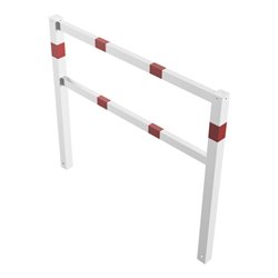 Schake Wegesperren 1,50m + Knieholm, weiß, beschichtet, + rot reflektierenden Leuchtstreifen kpl. verschweißt