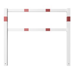 Schake Wegesperren 1,50m + Knieholm, weiß, beschichtet, + rot reflektierenden Leuchtstreifen kpl. verschweißt