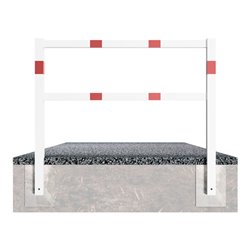 Schake Wegesperren 2,00m + Knieholm, weiß, beschichtet, + rot reflektierenden Leuchtstreifen kpl. verschweißt