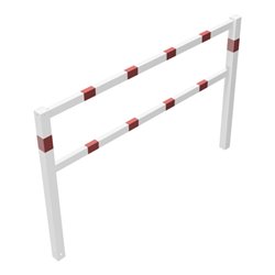 Schake Wegesperren 2,00m + Knieholm, weiß, beschichtet, + rot reflektierenden Leuchtstreifen kpl. verschweißt