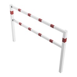 Schake Wegesperren 2,00m + Knieholm, weiß, beschichtet, + rot reflektierenden Leuchtstreifen kpl. verschweißt