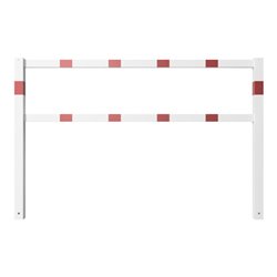 Schake Wegesperren 2,00m + Knieholm, weiß, beschichtet, + rot reflektierenden Leuchtstreifen kpl. verschweißt