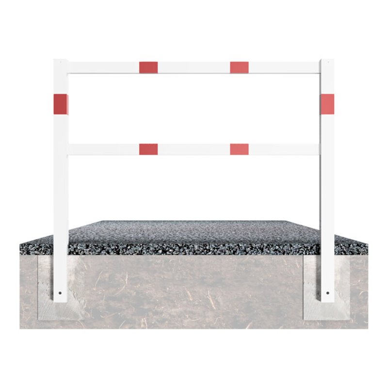 Schake Wegesperren 2,50m + Knieholm, weiß, beschichtet, + rot reflektierenden Leuchtstreifen kpl. verschweißt