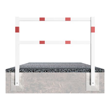 Schake Wegesperren 2,50m + Knieholm, weiß, beschichtet, + rot reflektierenden Leuchtstreifen kpl. verschweißt