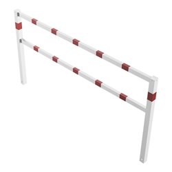 Schake Wegesperren 2,50m + Knieholm, weiß, beschichtet, + rot reflektierenden Leuchtstreifen kpl. verschweißt