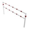 Schake Wegesperren 2,50m + Knieholm, weiß, beschichtet, + rot reflektierenden Leuchtstreifen kpl. verschweißt