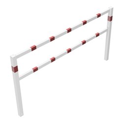 Schake Wegesperren 2,50m + Knieholm, weiß, beschichtet, + rot reflektierenden Leuchtstreifen kpl. verschweißt