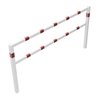 Schake Wegesperren 2,50m + Knieholm, weiß, beschichtet, + rot reflektierenden Leuchtstreifen kpl. verschweißt