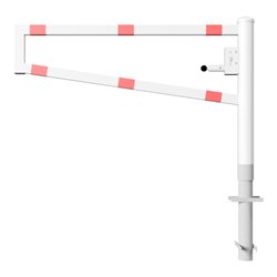 Schake Drehbare Wegesperre + selbsteinrastender Verriegelung 1,50m + Profilzylinder Drehpfosten: Ø 102mm, Schrankenarm: 60x40mm,