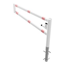 Schake Drehbare Wegesperre + selbsteinrastender Verriegelung 1,50m + Profilzylinder Drehpfosten: Ø 102mm, Schrankenarm: 60x40mm,