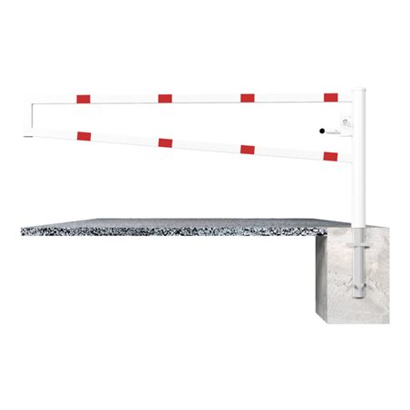 Schake Drehbare Wegesperre + selbsteinrastender Verriegelung 2,00m + Profilzylinder Drehpfosten: Ø 102mm, Schrankenarm: 60x40mm,