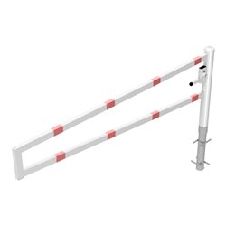 Schake Drehbare Wegesperre + selbsteinrastender Verriegelung 2,50m + Dreikantverschluß Drehpfosten: Ø 102mm, Schrankenarm: 60x40