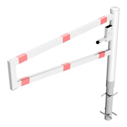 Schake Drehbare Wegesperre + selbsteinrastender Verriegelung 1,50m + Dreikantverschluß Drehpfosten: Ø 102mm, Schrankenarm: 60x40