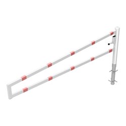 Schake Drehbare Wegesperre + selbsteinrastender Verriegelung 3,00m + Profilzylinder Drehpfosten: Ø 102mm, Schrankenarm: 60x40mm,