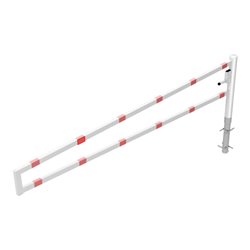 Schake Drehbare Wegesperre + selbsteinrastender Verriegelung 3,50m + Profilzylinder Drehpfosten: Ø 102mm, Schrankenarm: 60x40mm,