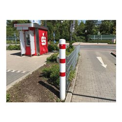 Schake Absperrpfosten Typ 40191B, ortsfest, zum Einbetonieren, Ø 193mm, Gesamtlänge:1500mm, weiß / rot