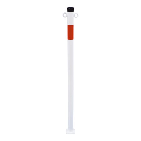 Schake Absperrpfosten Typ 4042PB/1, ortsfest, für Dübelbefestigung, Überflur 900 mm, weiß / rot + 1 Öse