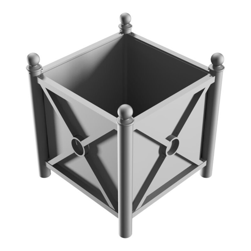 Schake Pflanzbehälter Rundrohre Ø 60 mm senkrecht + Kugelkopf Stahlrohr 30 x 30 mm waagerecht