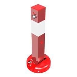 Schake Absperrpfosten, umlegbar, Typ 40215ZB, umlegbar, allseitig elastisch, 70x70mm, Überflur 500mm + Profilzylinderschloß, zum