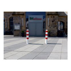 Schake Absperrpfosten Typ 40191FB, herausnehmbar, Ø 193mm + Dreikantverschluß, weiß / rot