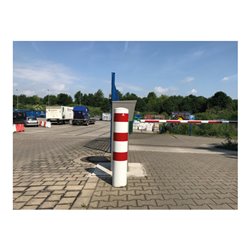 Schake Absperrpfosten Typ 40272B, ortsfest, zum Einbetonieren, Ø 273mm, Gesamtlänge:2000mm, weiß / rot