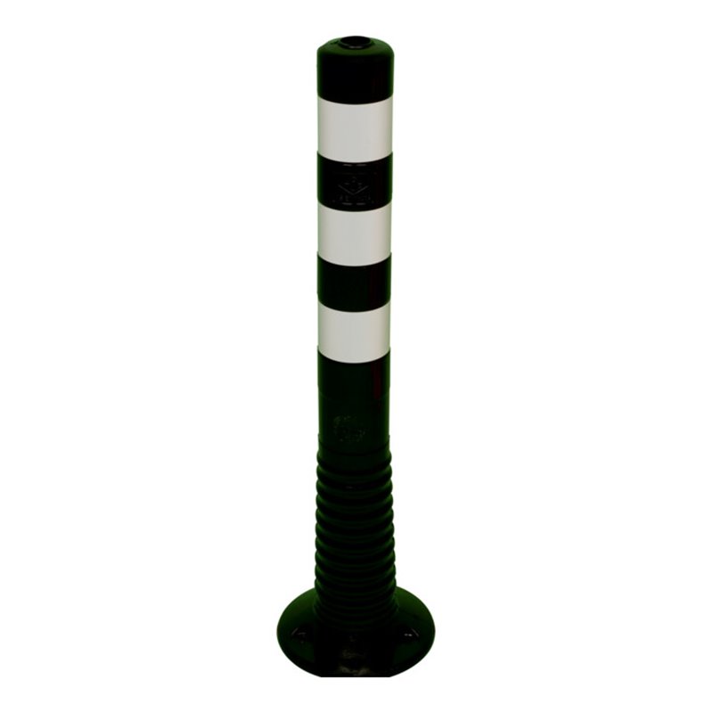 Schake Flexipfosten schwarz, selbstaufrichtend, Ø 80mm, Höhe: 750mm + 3 weiß refl. Streifen, inkl Befestigungsmaterial