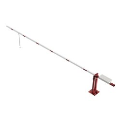 Schake Wegeschranken 6m + Pendelstütze, Bodenplatte zum Aufdübeln + Dreikantverschluß Höhe 950 Überflur verzinkt, beschichtet