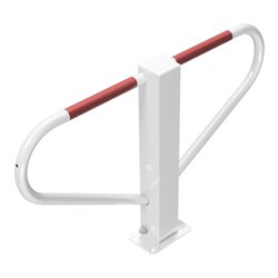 Schake Parkplatzsperre Typ 40770B, umlegbar, 70x70mm, Überflur 500mm, + Rundrohrbügeln, Gesamtbreite 800mm + Rund, Zylinderschlo