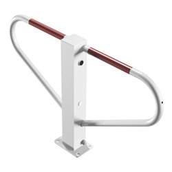 Schake Parkplatzsperre Typ 40770B, umlegbar, 70x70mm, Überflur 500mm, + Rundrohrbügeln, Gesamtbreite 800mm + Rund, Zylinderschlo